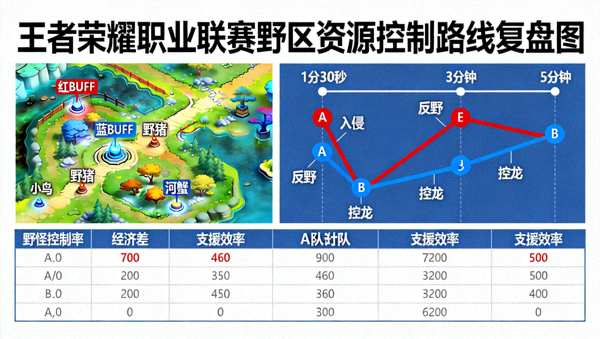 王者荣耀职业联赛野区资源控制路线复盘图