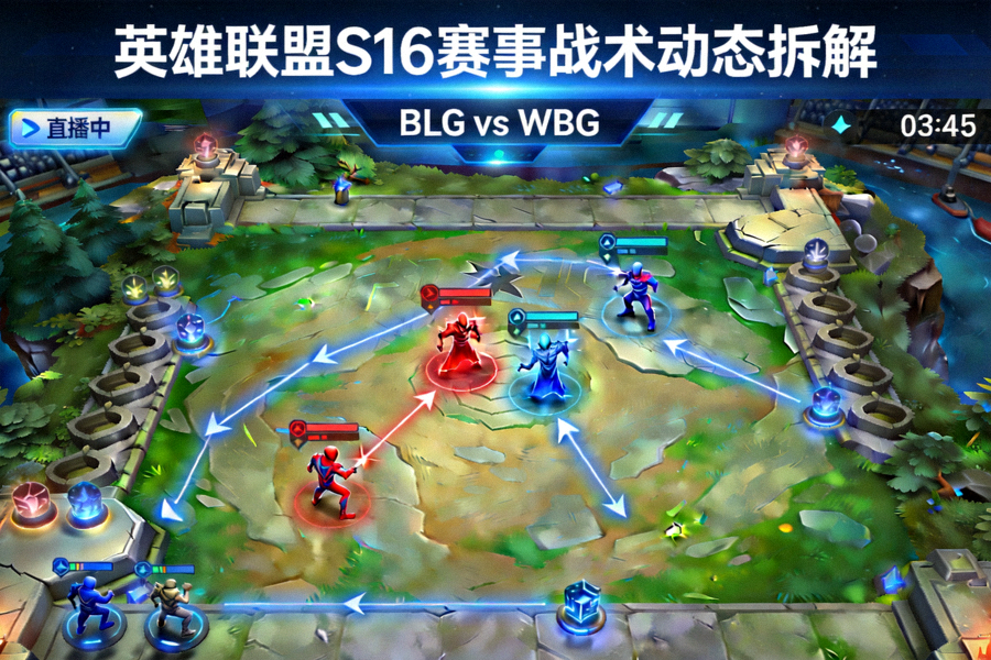 英雄联盟S16赛事战术动态拆解沙盘实时直播画面